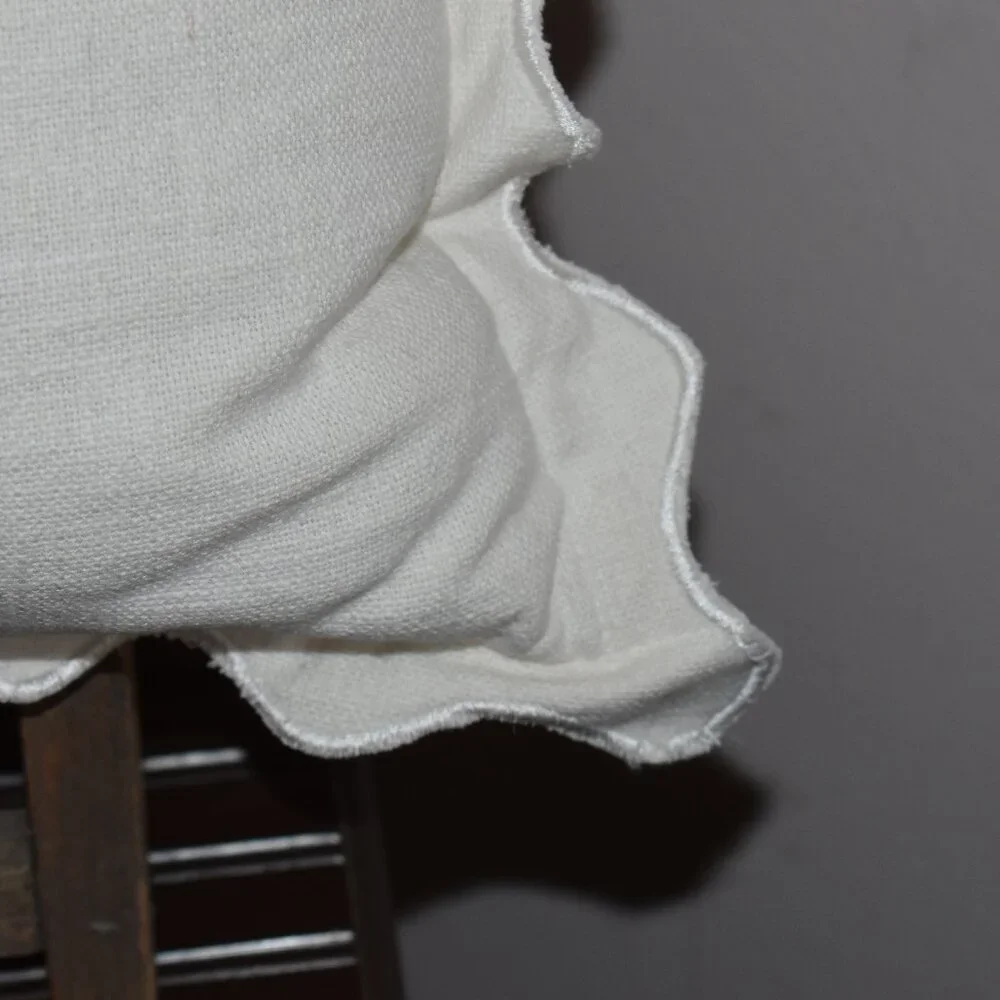 White Ruffle Edge Country Cottage Farmhouse Carrot Throw Pillow - Cottagecore 🥕